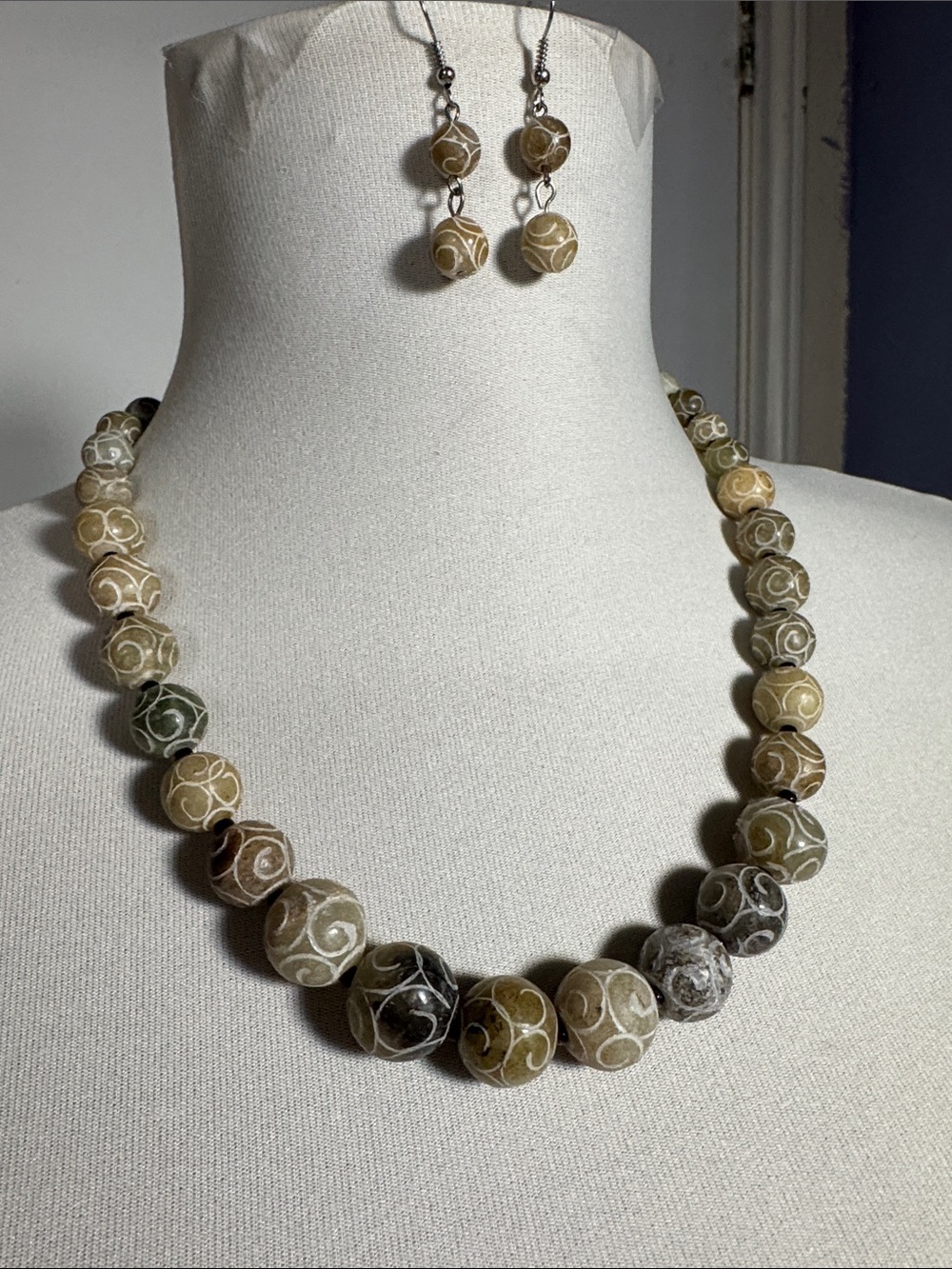 Handcrafted Multicolor Agate Bead Necklace & Earring Set
